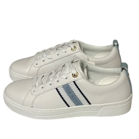 Ted Baker White Sneakers with Blue Stripes - Picture 4 of 9